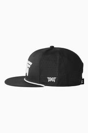 Men's 6-Panel High Crown Snapback Cap - Black/White Logo - One Size Black & White